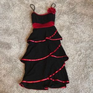 Party Dress Black w Red Satin